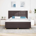  Boksfjæring Seng med Madrass & LED Mørkebrune 180x200 cm Stoff