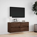  Vegghengt TV-benk med LED brun eik 100x31x45 cm 852298