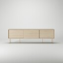 Vogue Mediabenk med Ben 180 cm White Pigmented Oak / Messing