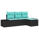 vidaXL Sofa sett 4 stk. Svart [Syntetisk]: Poly Rattan
