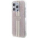 Guess IML 4G Gold Stripe Mobildeksel til iPhone 14 Pro Max - Rosa