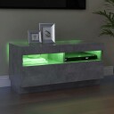 vidaXL TV-benk med LED-lys betonggrå 80x35x40 cm