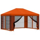 vidaXL Hagepaviljong med sidevegger 4 × 3 m Oransje Polyester og stål