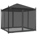  Paviljong med nettingvegger antrasitt 2,93x2,93 m stål 368435