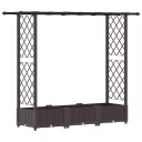 vidaXL Hevet Bed med Trellis og Tak Brun 164 x 40 x 121 cm PP