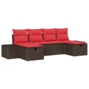 vidaXL Hagesofa Set 6 stk. Brun polyrotting