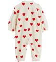 Mini Rodini Hearts Aop Velour Baby Jumpsuit   Cream   80/86