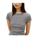 Tommy Jeans Tjw Slim Lettuce Edge Rib Ss   Black   XS