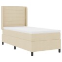  Bokspring Seng med Madrass & LED Krem 100x200 cm Stoff