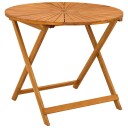 vidaXL Sammenleggbart hagebord Naturlig Ø90 x 75 cm Solid akasietre