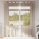  Voilegardiner med grommets 2 stk lysebrune 8721158551443