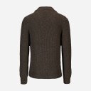 Rib Sweater Skipper Collar Wool Brown
