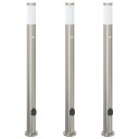  Pullertlamper med sensor og stikkontakt 3 stk 110 cm rustfritt stål IP44