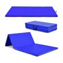 240 x 120 x 5 cm sammenleggbar gymnastikkmatte med borrelås og 2 bærehåndtak blå