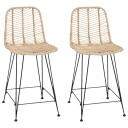  Barstol 2 pcs Naturlig 44,5 x 54,5 x 97,5 cm Rattan og Jern