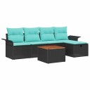 vidaXL Hagesofa Set 6 stk. Svart Poly rattan