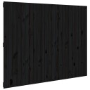 vidaXL Veggmontert sengegavl svart 146,5x3x110 cm heltre furu