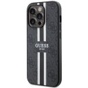 Guess iPhone 14 Pro 6,1" Hardt Etui med MagSafe og Trykte Striper - Svart