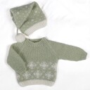 Strikkegenser Snø m/lang lue - garnpakke i Bluum Fluffy Alpaca