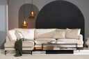 Menard 4 seters Venstrevendt L formet Sjeselongsofa + Fotskammel i Manchester   Beige