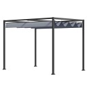 Pergola 4x3m hagepaviljong terrassetak laget av stål hagepaviljong med justerbart tak frittstående solbeskyttelse for utepla