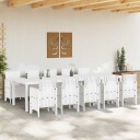  11 Deler Hage Spisegruppe Hvit Poly Rattan