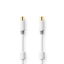 Nedis 5m Coaxial Kabel Gullbelagt 100 dB Dobbelt Skjermet Hvit