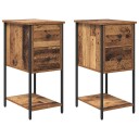  Nattbordskap med skuff 2 pcs Gammelt tre 32 x 42 x 70 cm