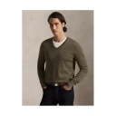 Polo Ralph Lauren Slim Fit Washable Wool V-Neck Sweater - Khaki green - M