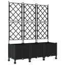vidaXL Hageplanter med espalier og hjul 3 stk. Svart 120 x 40 x 149 cm