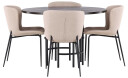 Venture Design Copenhagen & Modesto spisegruppe Beige/mokka 4 stoler & bord 115 cm