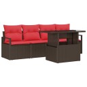 vidaXL Hagesofa Set 5 stk. 4-Antall seter Brun og rød polyrotting