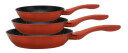 Northix Sett med stekepanner 3 stk non stick rød