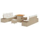  9 Deler Hagesofa Sett med Puter Beige Polyrotting Akacia