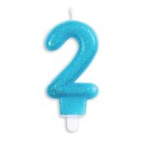 Kakelys Tall Glitter Blå   Tallet 2