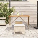  Hagebord med topp i akasietre beige 105x75x72 cm polyrotting