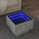  Sidebord LED betonggrå 40x40x30 cm konstruert tre 847500