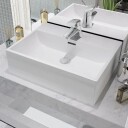 vidaXL Servant med kranhull keramisk hvit 51,5x38,5x15 cm