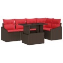 vidaXL Hagesofa Set 6 stk. Brun og rød polyrotting