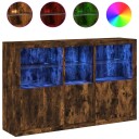 vidaXL Skjenk med LED-lys røkt eik 162x37x100 cm