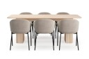 Kopparbo Spisebord 200-260 cm Uttrekkbart med ileggsplate med 6 Filip Spisestoler - Hvit / Taupe Bouclé