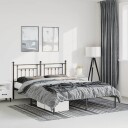 vidaXL Sengeramme i metall med sengegavl svart 150x200 cm 8720845883195