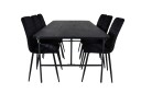 Venture Design Uno & Windu spisegruppe Svart/svart 6 stoler & bord 200 x 90 cm