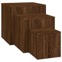 vidaXL Sidebord 3 stk brun eik konstruert tre
