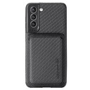Samsung Galaxy S21 FE 5G Magnetisk Deksel med Kortluke Karbonfiber Svart