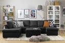 Crazy 5 seters Venstrevendt U formet Sofa med Divan og Sjeselong i Stoff   Antrasitt