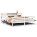  Seng med bokhylle uten madrass hvit 200x200 cm heltre furu 8721158609991