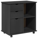 vidaXL Rullende skap med hjul Grå 63,5 x 39 x 65,5 cm Massiv furu