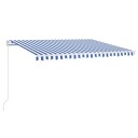 vidaXL Manuell uttrekkbar markise med LED 400x350 cm blå og hvit