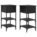  Nattbord 2 stk Svart Eik 34x36x70 cm Konstruert Tre